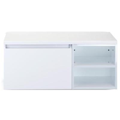 Frozen Badmeubelset 100 cm - Greeplijst in Kleur - Wastafel Regaalkast met Bovenblad Wit Hoogglans