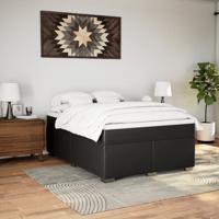 Boxspring met matras kunstleer zwart 140x190 cm - thumbnail