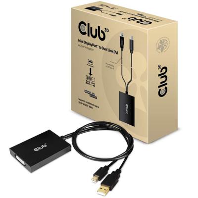 club3D CAC-1130 DisplayPort-kabel Mini-displayport / DVI Adapterkabel Mini DisplayPort-stekker, DVI-D 24+1-polige bus 0.15 m Zwart
