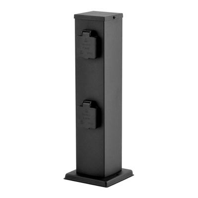 RVS Stopcontact zuil verlengsnoer voor buiten - 4 voudig - Tuin stopcontacten - IP44 - Antraciet