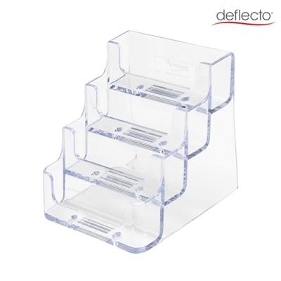 Deflecto Visitekaarthouder 4 opbergvakken, transparant