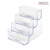 Deflecto Visitekaarthouder 4 opbergvakken, transparant - thumbnail