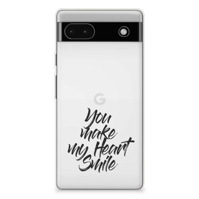 Google Pixel 6A | Siliconen hoesje | met naam Heart Smile Google Pixel 6A | Siliconen hoesje | met naam Heart Smile