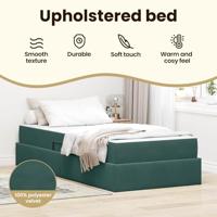 Opbergbed met matras met matras Donkergroen 90 x 190 cm Fluweel - thumbnail