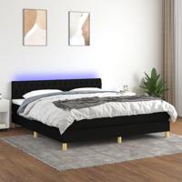Boxspring met matras en LED stof zwart 180x200 cm - thumbnail