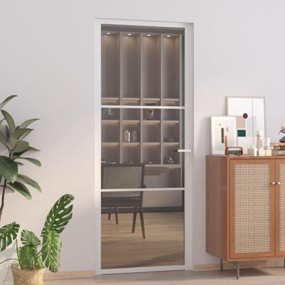VidaXL Binnendeur 83x201,5 cm esg-glas en aluminium wit VidaXL Binnendeur 83x201,5 cm esg-glas en aluminium wit