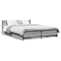 Bedframe met lades bewerkt hout grijs sonoma eiken 135x190 cm - thumbnail