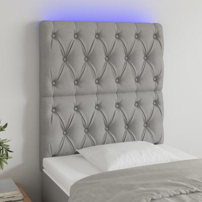 Hoofdbord LED 200x7x78/88 cm stof lichtgrijs