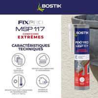 Kitlijm - BOSTIK - Fixpro MSP 117 - Extreme omstandigheden - Binnen/buiten - Wit - 290 ml koker - thumbnail
