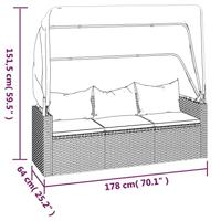 4-delige Loungeset met kussens poly rattan zwart - thumbnail