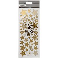 Creativ Company Stickers, sterren, vel 10x24 cm, ca. 52 stuk, goud, 1 vel - thumbnail