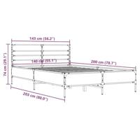 Bedframe bewerkt hout metaal gerookt eikenkleurig 140x200 cm - thumbnail
