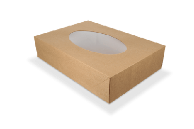 Cateringdozen kraft klein met venster 36x25x8cm