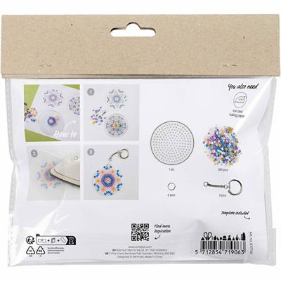 Creativ Company Mini hobbyset strijkkralen, bedels/versieringen voor een tas, diverse kleuren, 1 doos