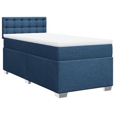 Boxspring met matras stof blauw 100x200 cm