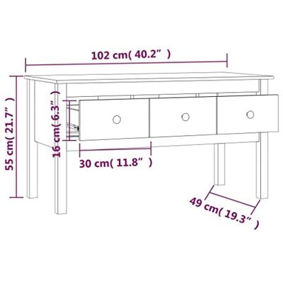 Salontafel 102x49x55 cm massief grenenhout honingbruin