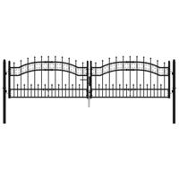 Poort met spijlpunten 305x120 cm gepoedercoat staal zwart - thumbnail