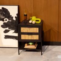 Dutchbone Nachtkastje 'Yasu' Rattan, 45 x 35cm, kleur Zwart - thumbnail