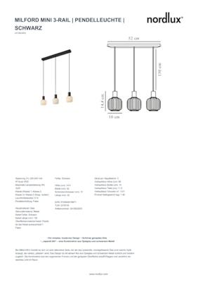 Nordlux 3-lichts hanglampMilford zwart met wit - 2412623003
