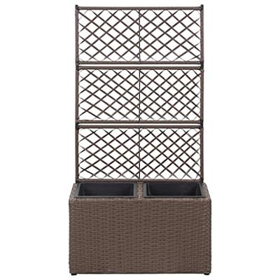 VidaXL Latwerkplantenbak verhoogd met potten 58x30x107 cm rattan bruin