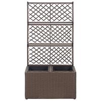 Latwerkplantenbak verhoogd met potten 58x30x107 cm rattan bruin - thumbnail