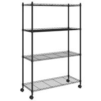 Opbergrek 4-laags met wielen 200 kg 90x35x142 cm zwart - thumbnail