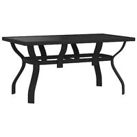 Tuintafel 140x70x70 cm staal en glas zwart - thumbnail
