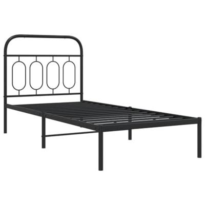 Bedframe met hoofdbord metaal zwart 90x190 cm