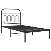 Bedframe met hoofdbord metaal zwart 90x190 cm - thumbnail