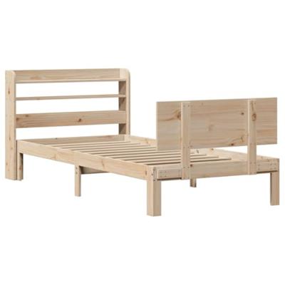 Bedframe met hoofdbord massief grenenhout 90x190 cm