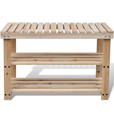VidaXL Schoenenrek met bankje 2-in-1 massief vurenhout VidaXL Schoenenrek met bankje 2-in-1 massief vurenhout