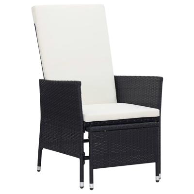 VidaXL Tuinstoel verstelbaar met kussens poly rattan zwart