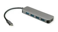 VALUE USB 3.2 Gen 1 hub, 4-poorts, type C aansluitkabel, met 1 PD poort - thumbnail