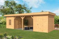 Tuindeco Oslo L Overkapping type 12 903x380 cm Lariks/Douglashout blank- Plat dak- Onbehandeld lariks Douglas hout- Tuindeco - thumbnail