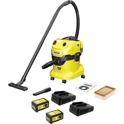 Kärcher Home & Garden WD 4-18 Dual Battery Set 1.628-601.0 Nat- en droogzuiger met accu 380 W 20 l Incl. 2 accus, Incl. oplader, Draadloos