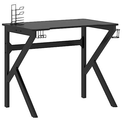 VidaXL Gamingbureau met k-vormige poten 90x60x75 cm zwart