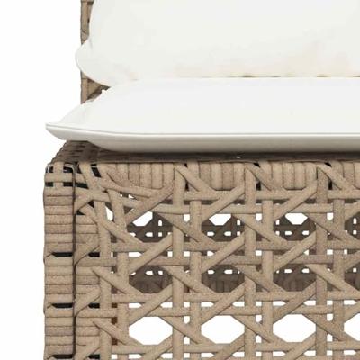 7-delige Loungeset met kussens poly rattan beige
