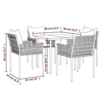 5-delige Tuinset met kussens poly rattan en staal - thumbnail