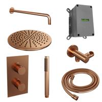 Brauer Copper Edition Thermostatische Regendoucheset Inbouw - Hoofddouche 30 cm - Gebogen Wandarm - 3 Weg - Handdouche Staaf - Doucheslang - Wandaansluitbocht - thumbnail