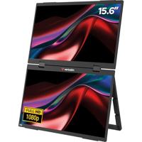 Verbatim PMT-15, Dual Portable Monitor met twee schermen 15,6 inch, mobiel Full HD scherm van kunststof voor laptop, tablet, smartphone, PS5, Nintendo Switch met 2x USB-C en een HDMI-aansluiting - thumbnail