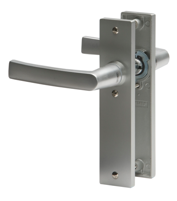 Nemef 3251 B Beslag kortschild rechthoekig | Blok kruk-kruk | beslagset | geveerd | krukstift 8mm | F1 aluminium | Blind-blind - 9325102000