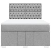 Boxspring met matras stof lichtgrijs 140x200 cm - thumbnail