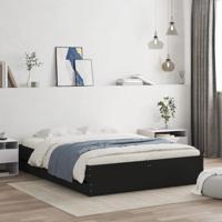 Bedframe met lades bewerkt hout zwart 140x200 cm - thumbnail