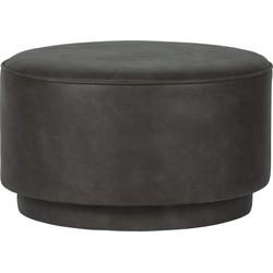 vtwonen Ronde Poef 'Coffee' Eco-leer 60cm, kleur Antraciet