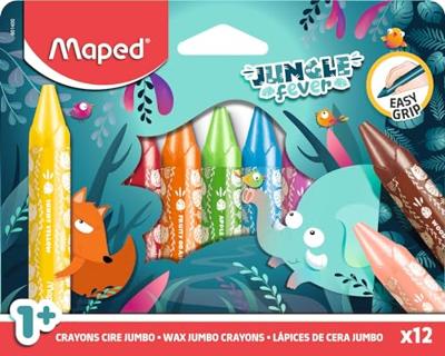 Waskrijt maped jungle fever jumbo set a 12 kleuren Waskrijt maped jungle fever jumbo set a 12 kleuren