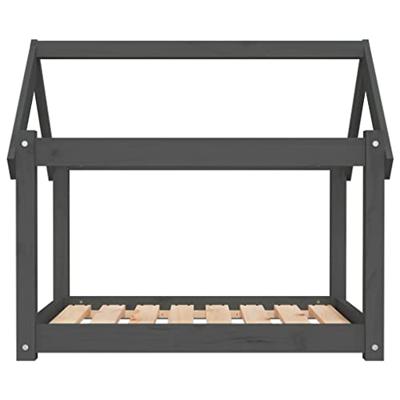 Hondenmand 81x60x70 cm massief grenenhout grijs