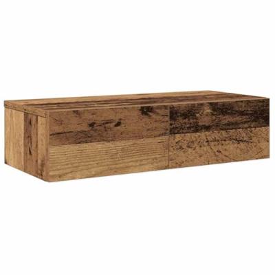 Wandschap met lades 60x26,5x15 cm bewerkt hout oud houtkleurig Wandschap met lades 60x26,5x15 cm bewerkt hout oud houtkleurig