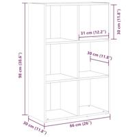 Boekenkast/dressoir 66x30x98 cm bewerkt hout artisanaal eiken - thumbnail