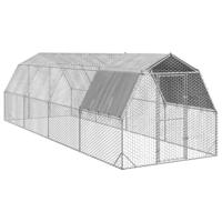 Kippenren met dak 2,5x8x2,25 m gegalvaniseerd staal - thumbnail