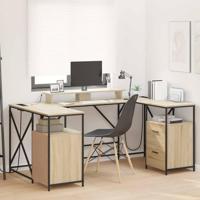 Bureau met lade Sonoma eiken 182 x 101 x 87.5 cm Bewerkt hout - thumbnail